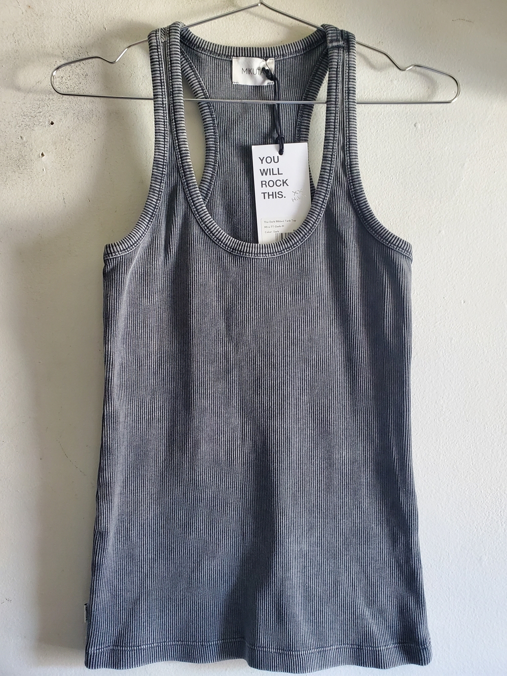Mikuta The Dark Ribbed Grey Tank Top Size Large. - Picture 2 of 6